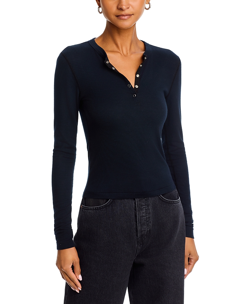 Re/Done Ribbed Henley Long Sleeve Tee