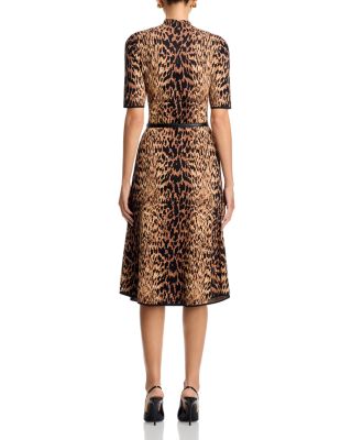 Mock Neck Animal Jacquard Dress