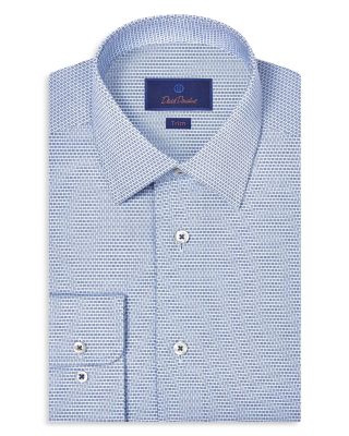 Trim Fit Textured Micro Twill Dress Shirt