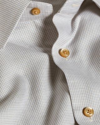 Trim Fit Cashmere Blend Twill Micro Check Dress Shirt