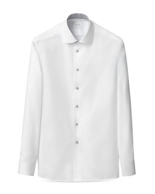 Signature Twill Solid Slim Fit Dress Shirt with Floral Detail