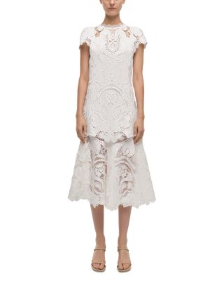 Laura Guipure Lace Cap Sleeve Midi Dress