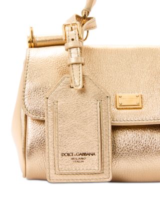 Metallic Leather Top Handle Bag