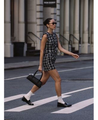 Windowpane Tweed Mini Skirt