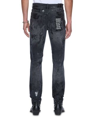 Chitch Powder Slim Fit Distressed Jeans in Charcoal Gray