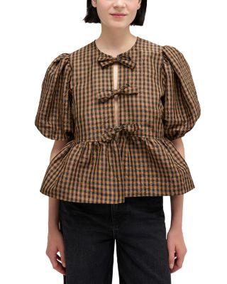 Checkered Taffeta Top