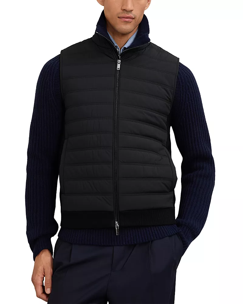 Reiss Newford Funnel Neck Quilted Front Vest