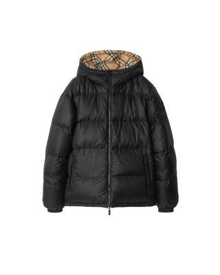 Reversible Check Hooded Puffer Jacket