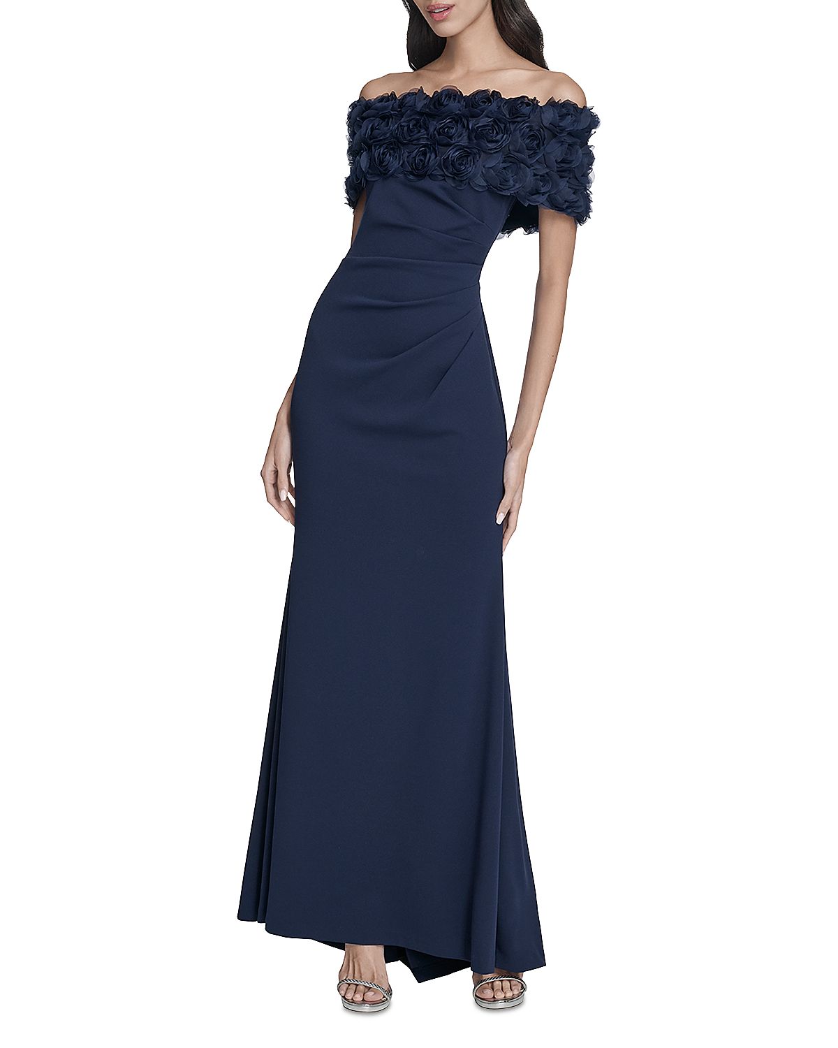 Eliza J Off-the-Shoulder Side Tuck Gown