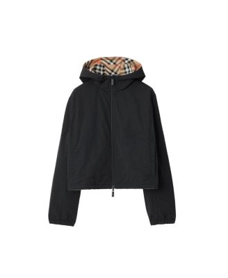 Cropped Reversible Check Jacket