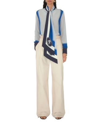 Slim Fit Knight Stamp Box Silk Scarf Shirt