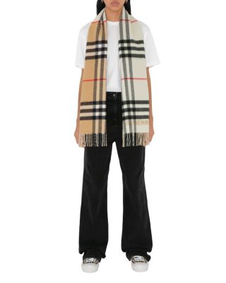  Contrast Check Cashmere Scarf