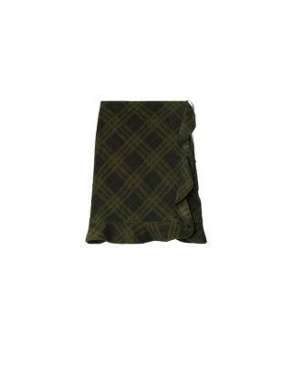  Check Silk Wrap Skirt