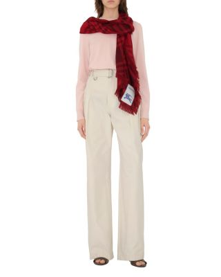  Wide Check Wool Silk Scarf