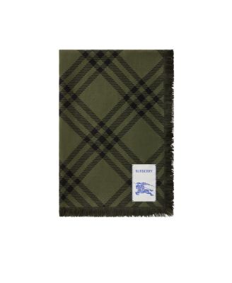  Wide Check Wool Silk Scarf