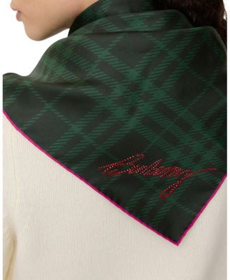  Crystal EKD Check Silk Scarf