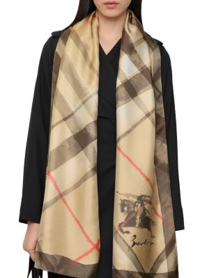  Wide Watercolour Check Silk Scarf