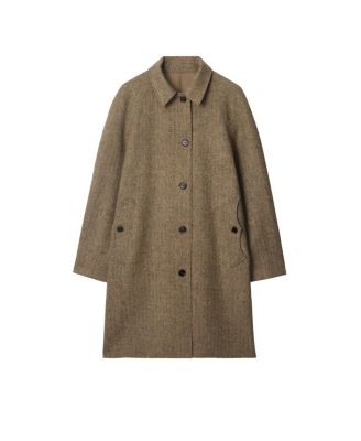 Long Herringbone Wool Dual Car Coat