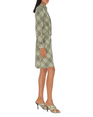 Check Stretch Linen Shirt Dress