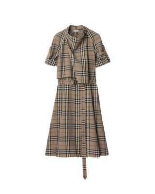  Check Silk Blend Trench Dress