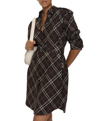 Check Cotton Flannel Shirt Dress