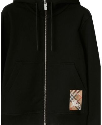  Check Label Cotton Zip Hoodie