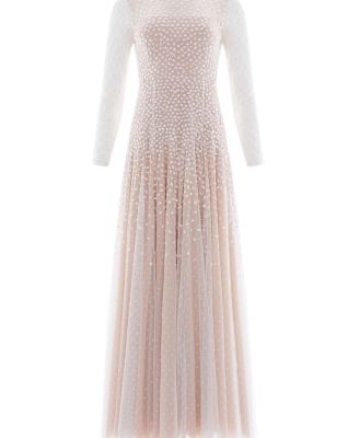Sequin Cascade Round Neck Gown
