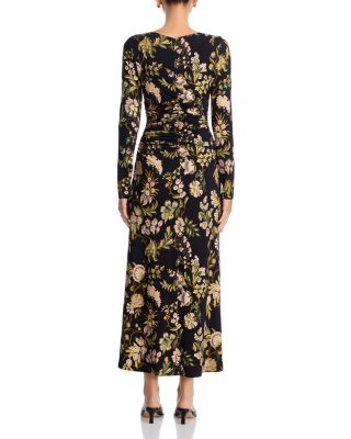 Maisy Ruched Midi Dress in Clover Black