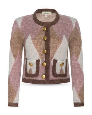 Siobhan Fuzzy Argyle Cardigan Sweater