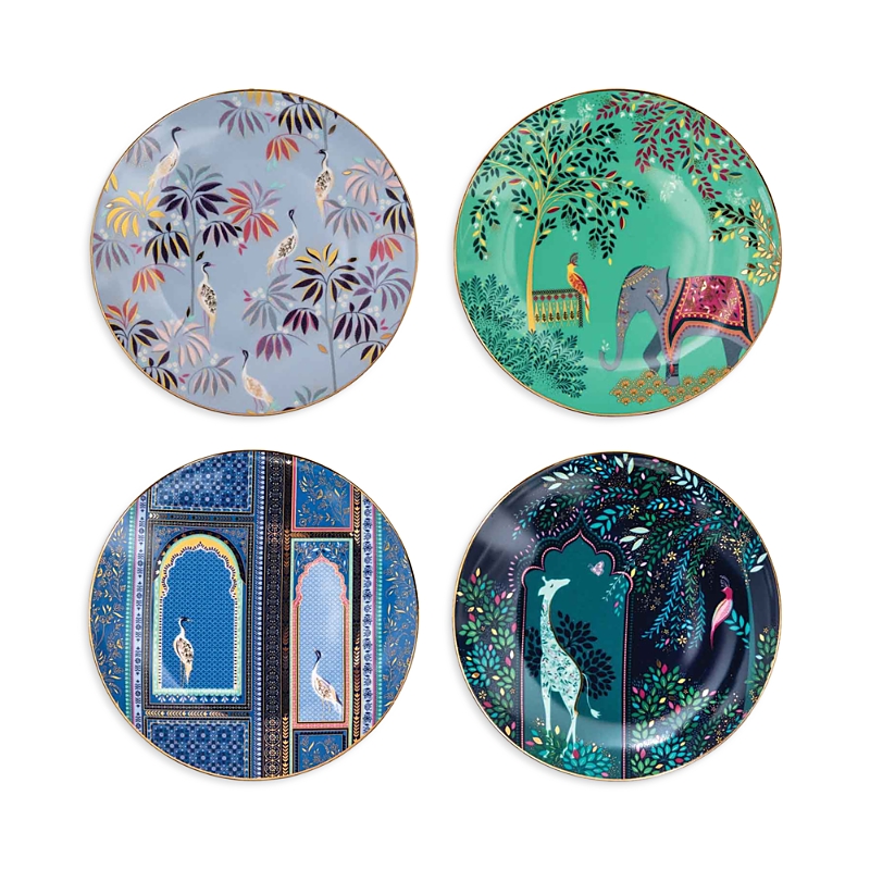 Portmeirion Sara Miller India Cake Plates, Set Of 4 In Multi