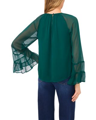 Tiered Flowy Keyhole Blouse