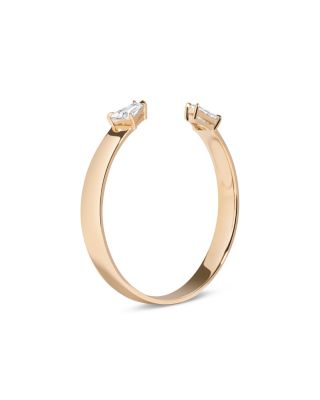 Certified Lab Grown Diamond Double Keystone Cuff Ring in 14K Yellow Gold, 2.06 tcw