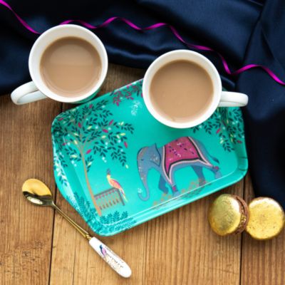 Sara Miller India Mug & Tray Set, Elephant's Oasis