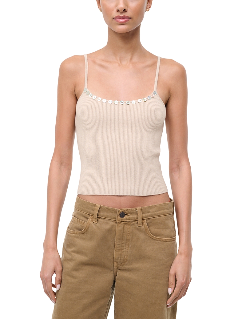 Staud Soleil Embellished Tank In Brown