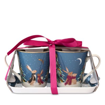 Sara Miller Woodland Tales Mug & Tray Set, French Blue