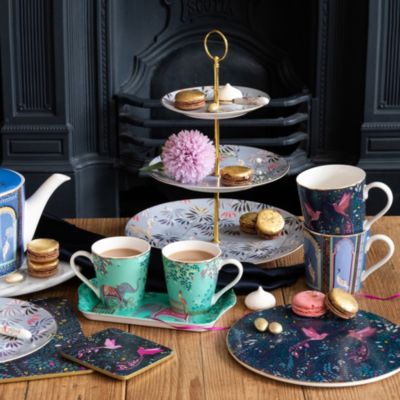 Sara Miller India Mug & Tray Set, Elephant's Oasis