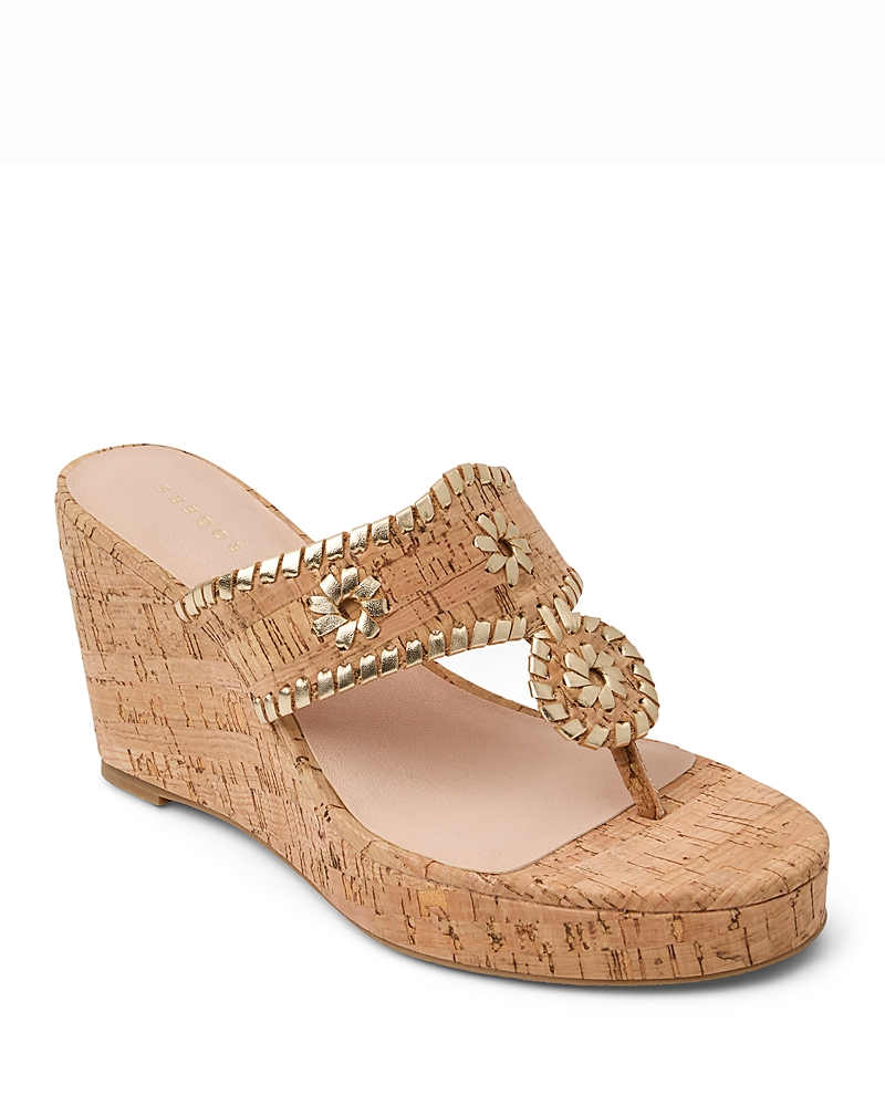 Jack Rogers Women's Jacks Cork & Leather High Heel Wedge Sandals