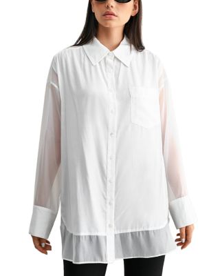 Organza Contrast Oversized Shirt  