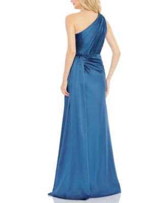  Draped One Shoulder Satin Gown