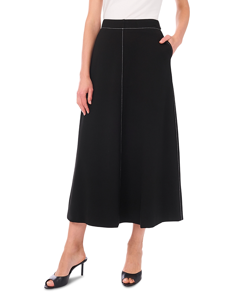 Vince Camuto A Line Contrast Stitch Skirt In Black