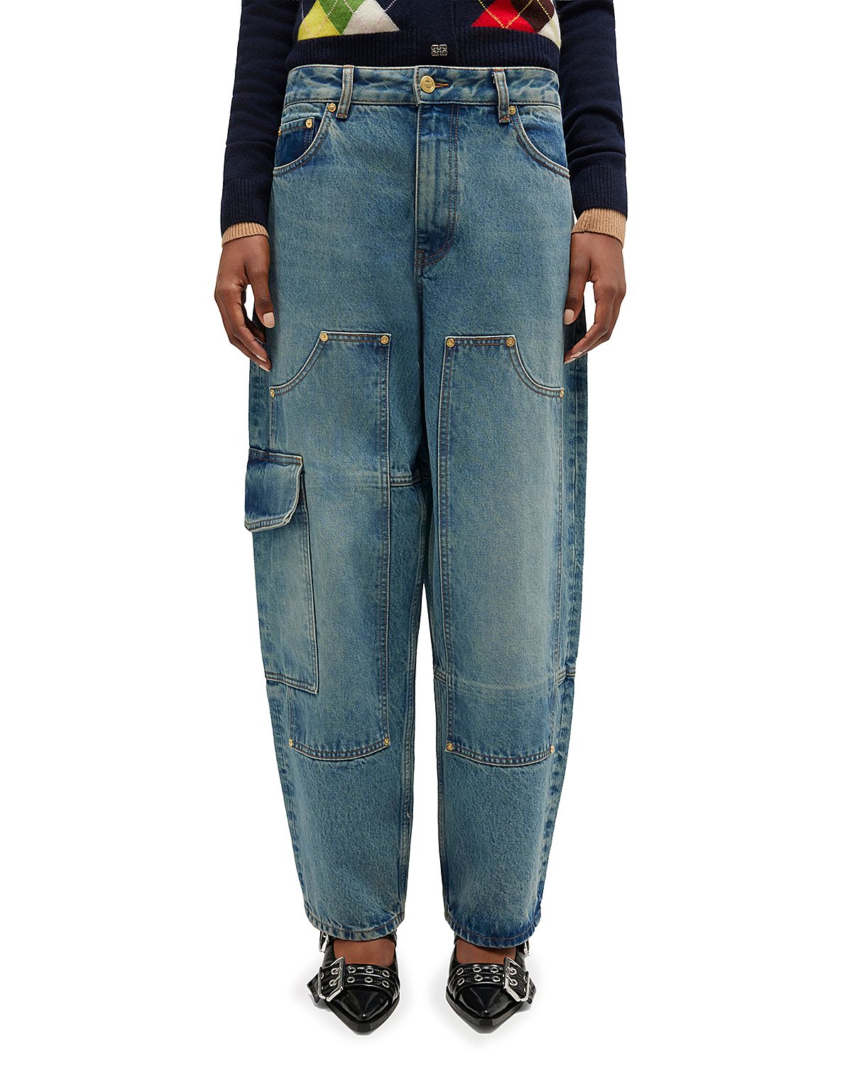 Ganni Essentials Tint Rigid Low Rise Carpenter Jeans