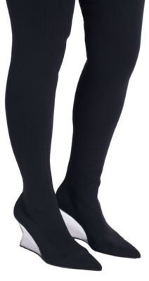Women's Wedge Knit Thigh-High Boots