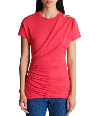  Draped T-Shirt with Buttons