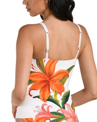 Jungle Blossoms Sweetheart Tunnel Neck Tankini Top