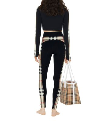 Check Trim Stretch Jersey Leggings