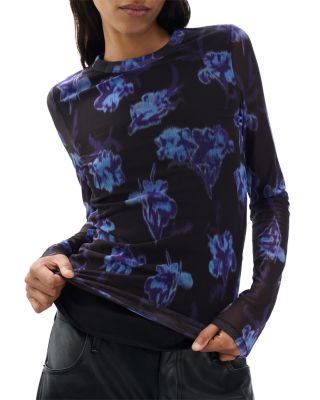 Yana Printed Mesh Long Sleeve Tee