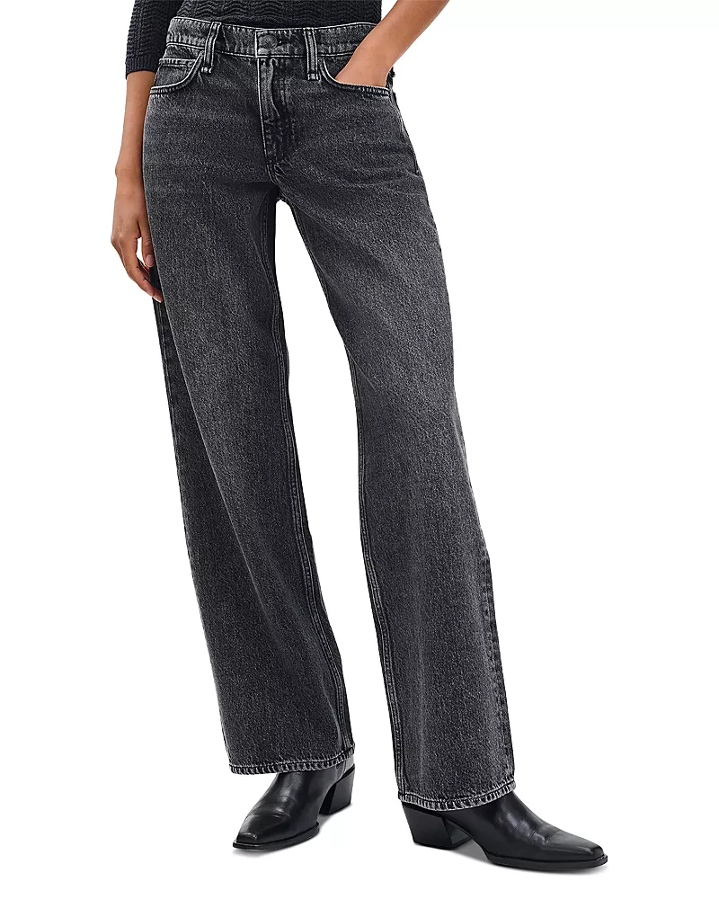 rag & bone Saige Mid Rise Relaxed Leg Jeans in Charcoal