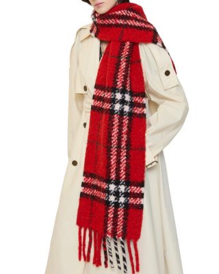  Check Alpaca Wool Blend Boucle Scarf