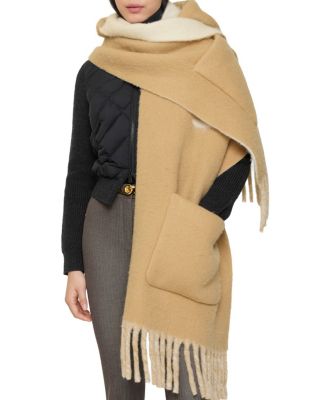  Logo Alpaca Wool Blend Hooded Scarf