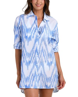 Tidal Wave Camp Shirt Swim Cover-Up